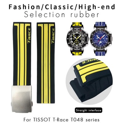 Tissot T-Race T-Sports 21mm Silicone Watch Band - Black White Orange Blue