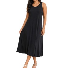A New Day Black Midi Tank Dress Size Medium Sleeveless Stretch Swing Dress