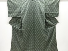 7520146: JAPANESE KIMONO / TSUMUGI / WOVEN GEOMETRIC