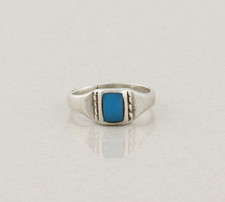 Sterling Silver Turquoise Ring Size 5 3/4 Woman Teen Child Pinky