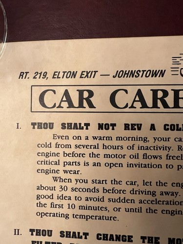 Jet Lube Autopflege 10 Gebote Route 219 Elton Ausfahrt Johnstown Oldtimer - Bild 2 von 3