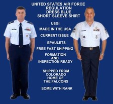 NEW 2026 AIR FORCE USAF SHIRT MENS SHORT SLEEVE DRESS BLUE UNIFORM ALL SIZES
