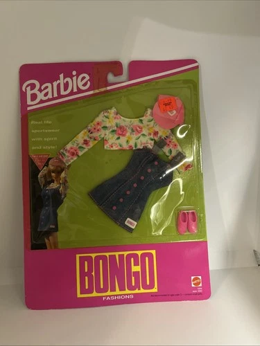 Vintage Barbie 1992 Bongo Fashions #3356 NRFB Pink Shoes Rose Top Dress Logos