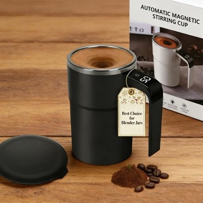 Electric Coffee Mug with a Built-in LCD Thermometer, Self Stirring Mug