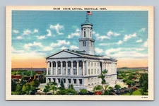 Vintage Linen Postcard State Capitol Nashville TN Grecian Architecture