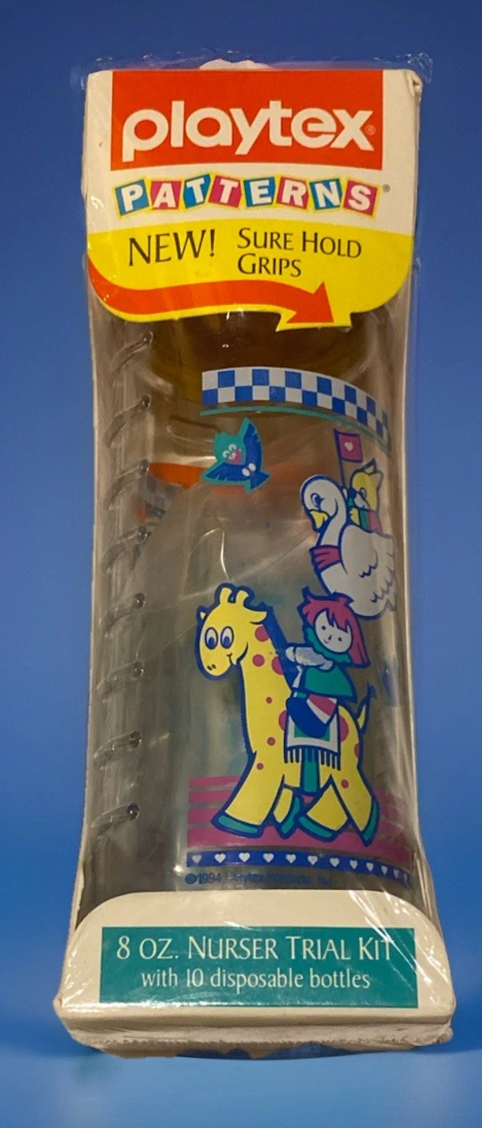 Vintage Playtex Drop Ins Disposable Baby Bottle Patterns Design 8 oz Toys New