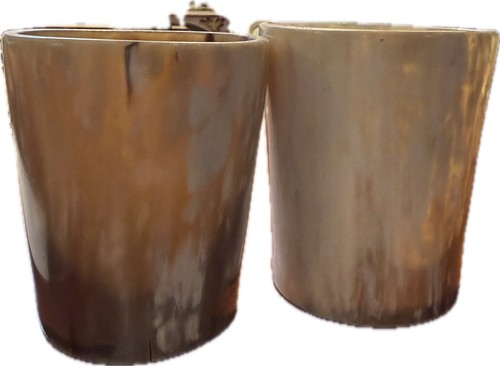 Medieval Natural Drinking Ox Horn Drinking Shot Glass for Ale Mead Beer Set of 2