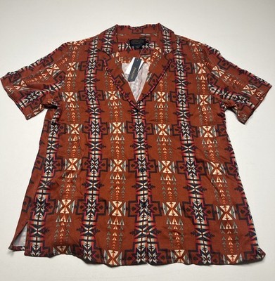 Pendleton Aztec Camp Short Sleeve Button Up Size Small Southwest AOP Hawaiian 