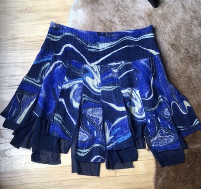 Giochi di Luce Blue Abstract Linen Women's Skirt size 8