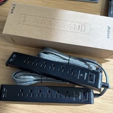New 2 Pack Mifaso Power Strip Surge Protectors 6 outlets & 2 USB Ports Free Ship