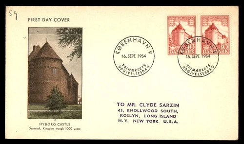 Mayfairstamps Denmark FDC 1954 Castle Kongerigi 1000 First Day Cover aax_55495