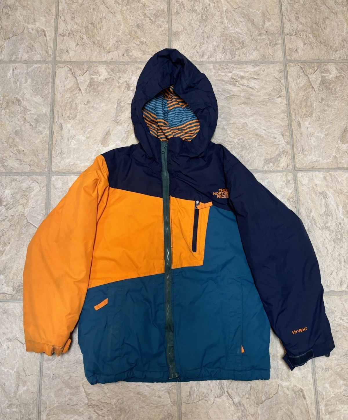 The North Face Gonzo Boys Small Hyvent Athletic Puffer Ski Jacket Orange