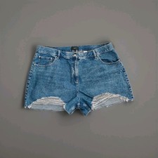 Next Blue Distressed Denim Shorts   Size UK 22   High Rise 100 Cotton