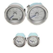VeeThree Boat Gauge Set | Metallic Silver Blue (Set of 4)