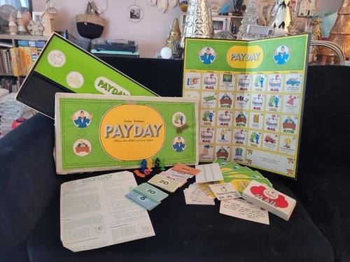 Vintage Payday Board Game 1974 Parker Brothers Complete Green Box