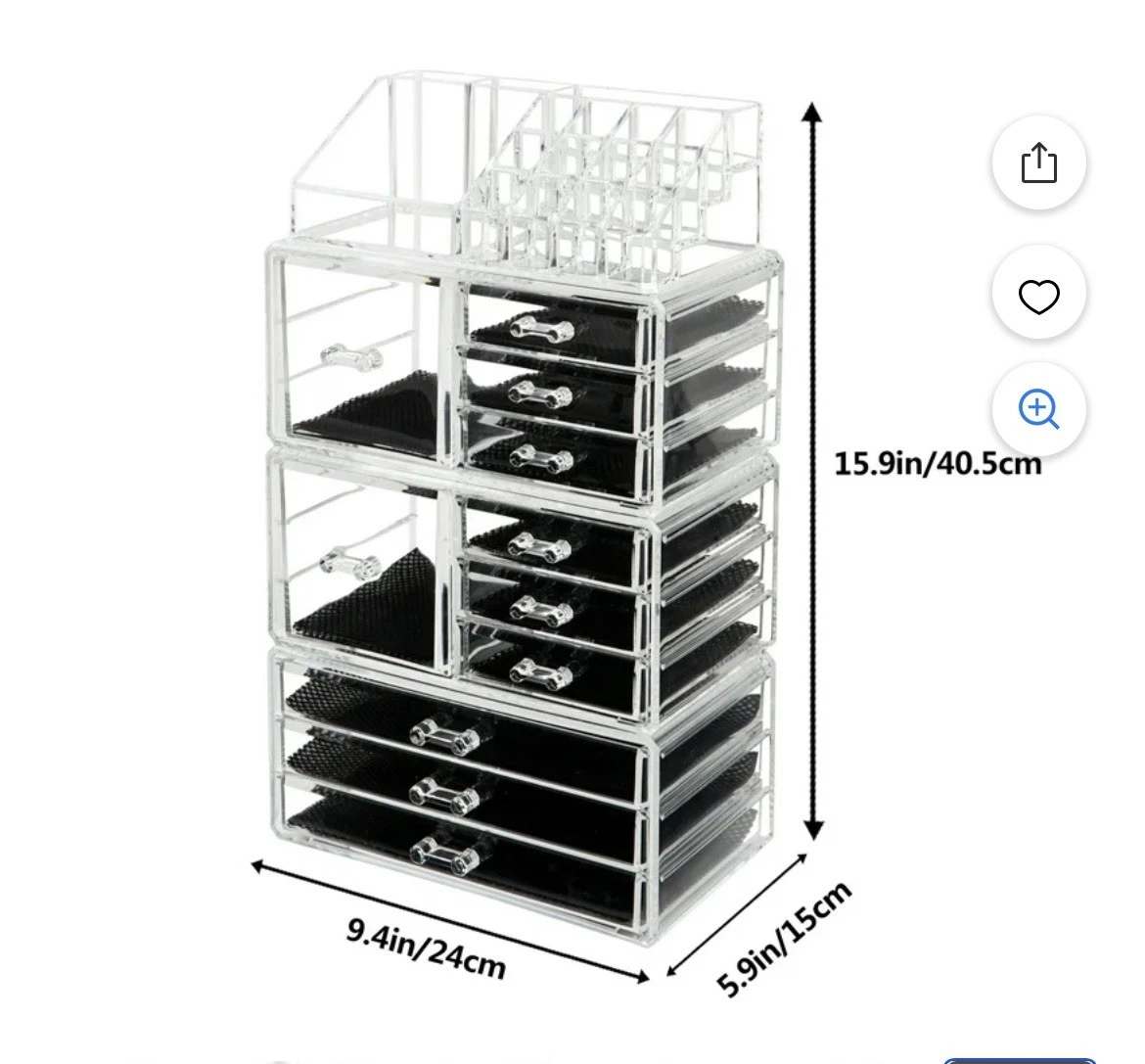 Acrylic Stackable Cosmetic Organizer Storage Drawers 4 Pieces