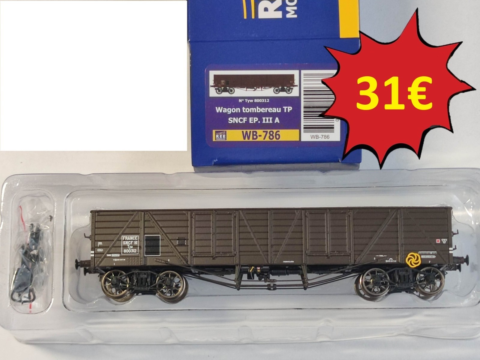 Wagon tombereau TP SNCF EpIII REE MODELES WB-786 HO pour reseau ferroviaire