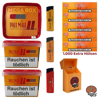 Pall Mall Allround Tabak Mega Box 3x 145g, Allround Hülsen, Feuerz., Box