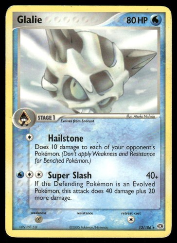 2005 Pokemon Glalie Rare Emerald 13/106 DMG