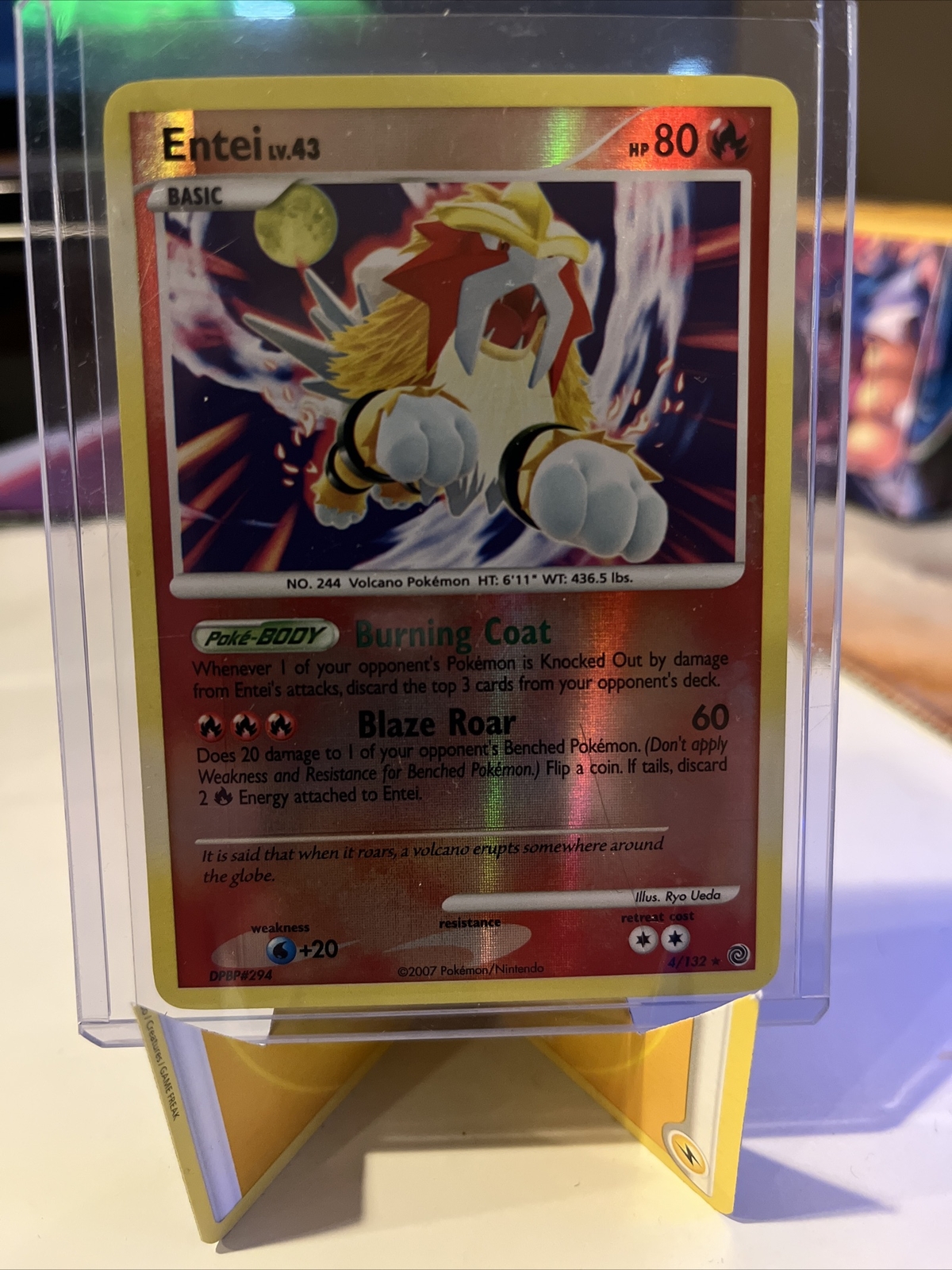 Entei 4/132 DP Secret Wonders Reverse Holo Rare Pokémon Card LP/NM