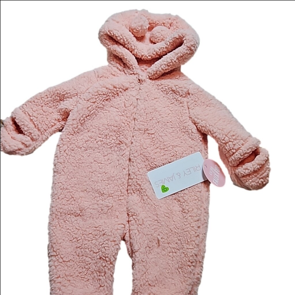 RILEY & JAMES baby girls size 6 months Pink Bear-Ear Hooded Teddy bear sherpa…
