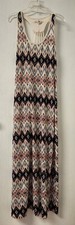 Derek Heart Womens Sheath Maxi Dress Pink Black Aztec Stretch Strapped Large