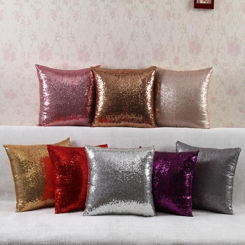 Shiny Beaded Cushion Cover Glitter Sequins Throw Pillow Case Home Decor T8 - Picture 3 of 12