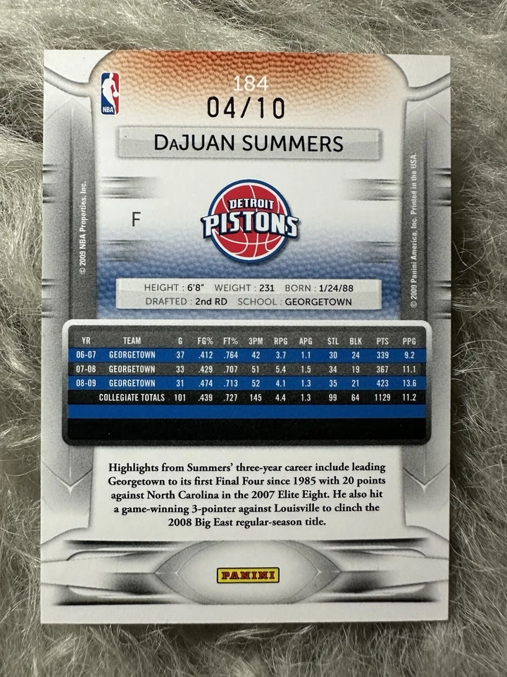 2009-10 DaJUAN SUMMERS Prestige #4/10 BLACK BONUS SHOTS ROOKIE #184 - Image 2 of 2