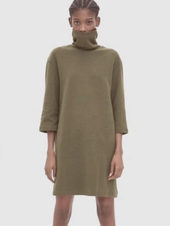 ZARA Olive Turtleneck Oversized Sweatshirt Dress M