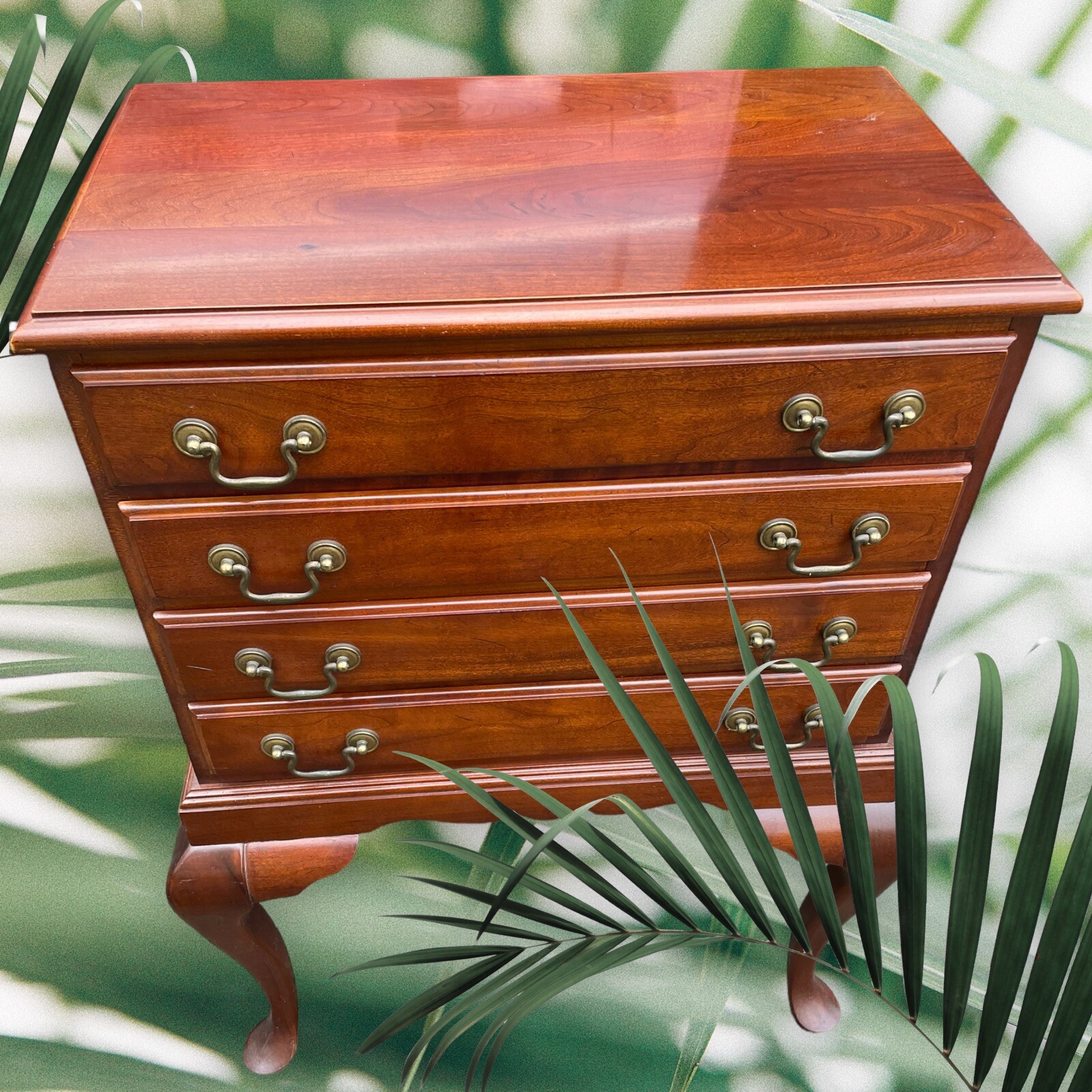 Late 20th Century Queen Anne Style Cherry Silver Chest Convert Jewelry