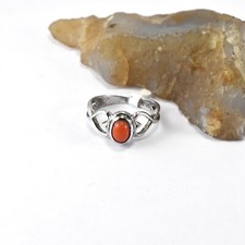 Red Coral Ring 925 Sterling Silver Bali Design