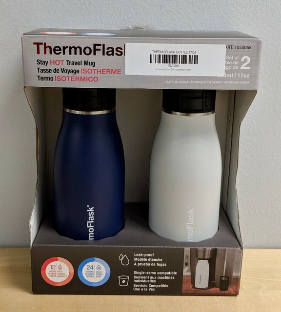 ThermoFlask Stay Hot or Cold Travel Mug 500mL 17oz Blue & Off White