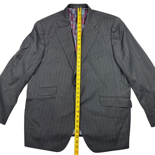 Indochino Papi Men's 100% Wool 2-Button Blazer Jacket Gray Stripe • 48R - Picture 8 of 12