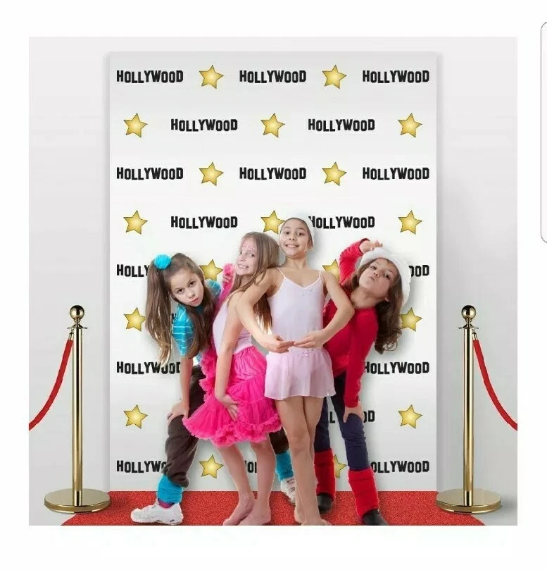 Telón de fondo de tela con temática de estrellas de Hollywood paso y repetición para fiestas, eventos, etc... Foto 3 de 3