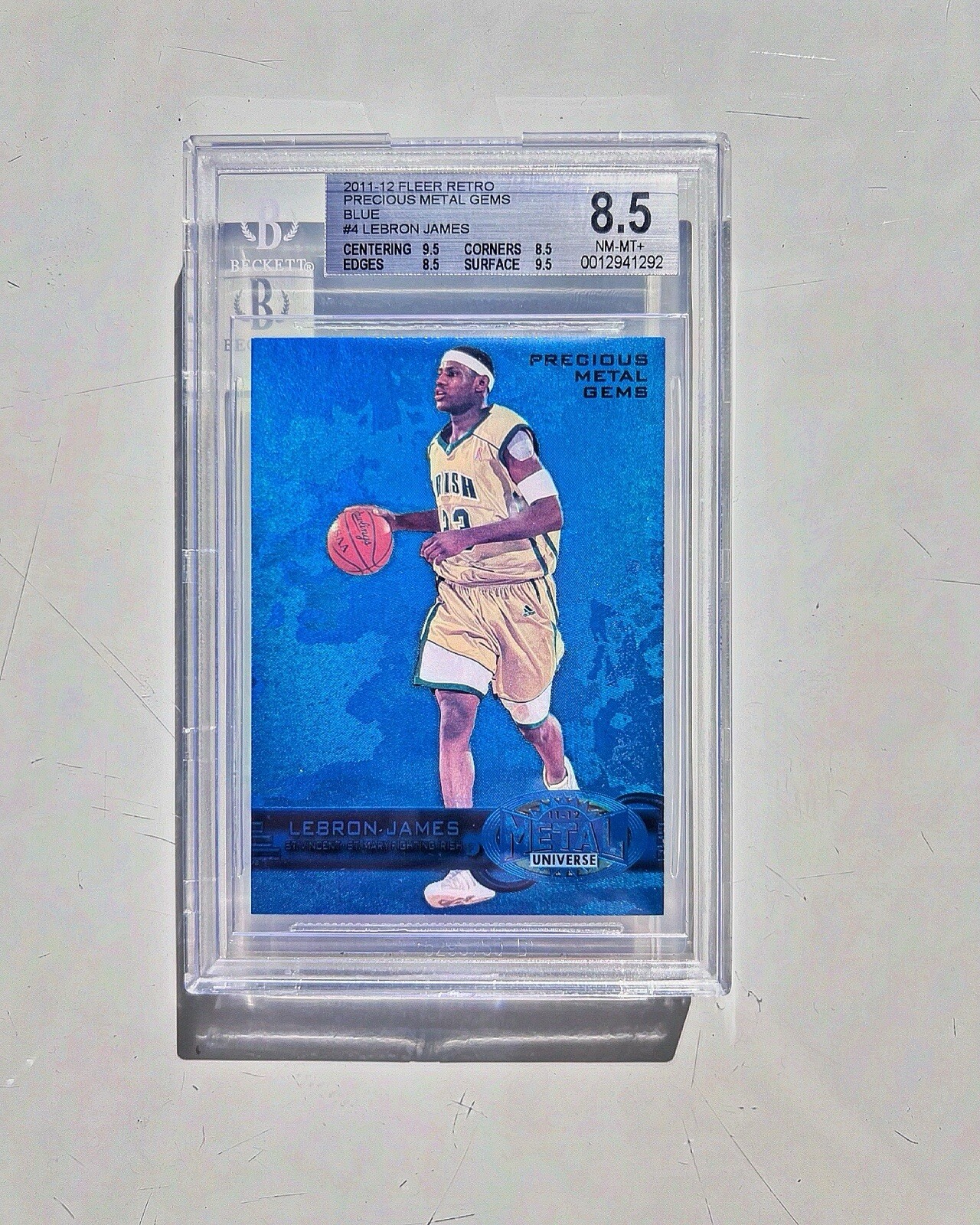 2011 FLEER RETRO PRECIOUS METAL GEMS BLUE #PM-4 LEBRON JAMES #’ed 50/50 BGS 8.5!