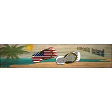 Rhode Island Flag and US Flag Novelty Metal Street Sign ST-1512
