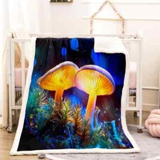 Mushroom Next Head Black Night 3D Warm Plush Fleece Blanket Picnic Sofa Couch