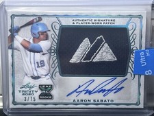 2020 Leaf Trinity Aaron Sabato RC Rookie Jumbo Patch Autograph Sapphire /75