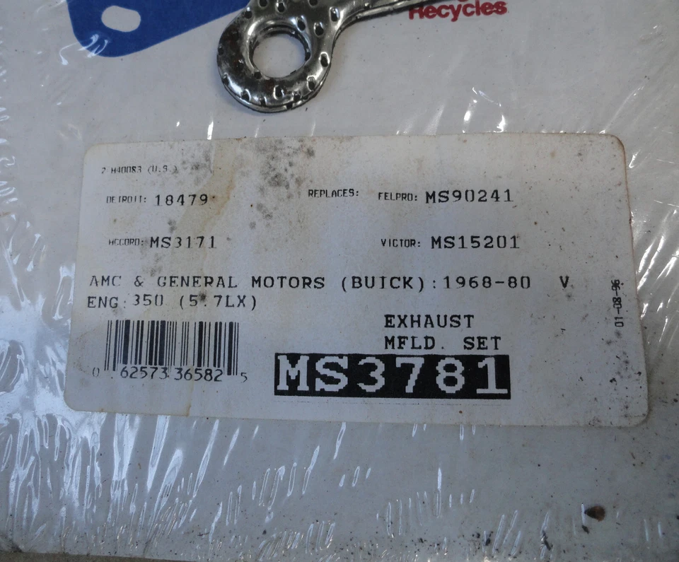 68-80 Buick 350 GS Regal Skylark Juntas de colector de escape Pro Torque MS3781 Foto 2 de 2