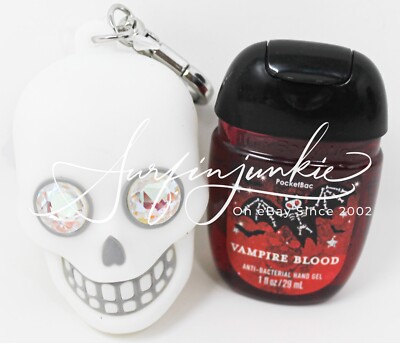 Bath Body Works Pocketbac Hand Sanitizer Gel Holder Light Up Skeleton Jewel Eyes