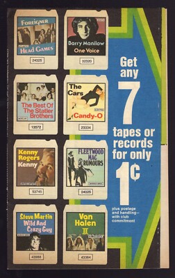 1980 AD / RCA RECORD & 8 TRACK TAPE CLUB/EAGLES HOTEL CALIFORNIA/ABBA /VAN HALEN