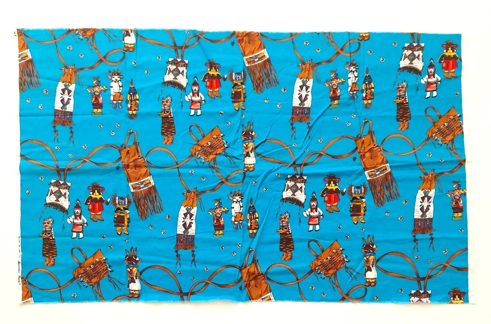 Kachina Southwestern Blue Nicole De Leon Alexander Henry Cotton Fabric 25"Lx42" - Image 3 of 4