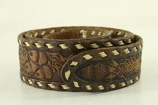 VINTAGE Leather Belt Full Grain Cowhide Size 30" Cowhide Oak Leaves  Acorns