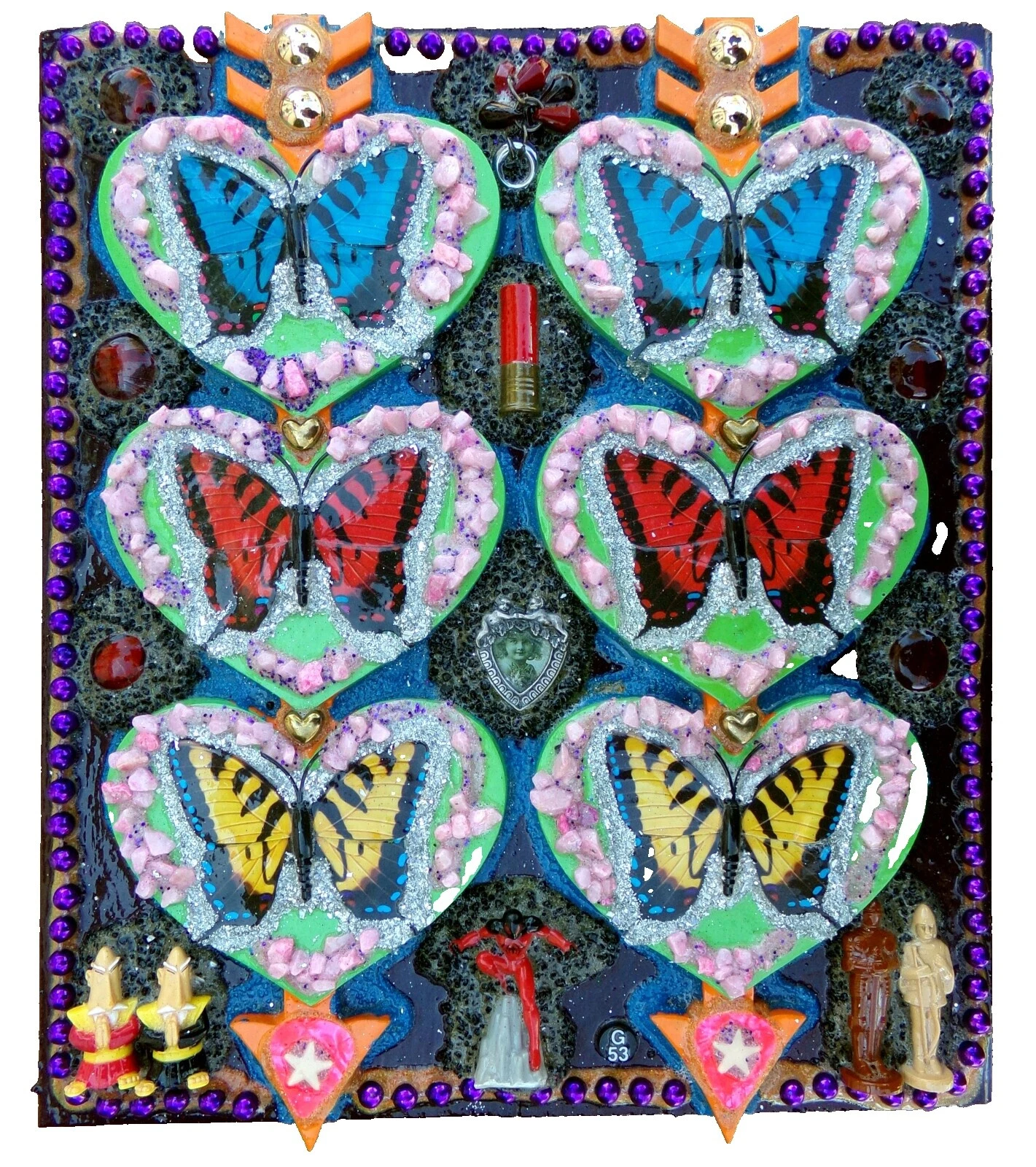 Figuras Piedra técnica mixta y Collage Arte art