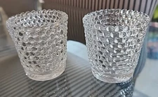 Lot of Two ~ Vintage Glass Votive Candle Holder Cup ~ Clear ~ Hobnail