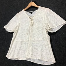 Banana Republic Polka Dot Blouse Tie Neck Flutter Sleeve Top Size L