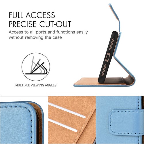 REAL LEATHER WALLET STAND CASE CARD POCKET FOR IPHONE 7/8/11/12/13 Pro Max/14/15 - Picture 24 of 37