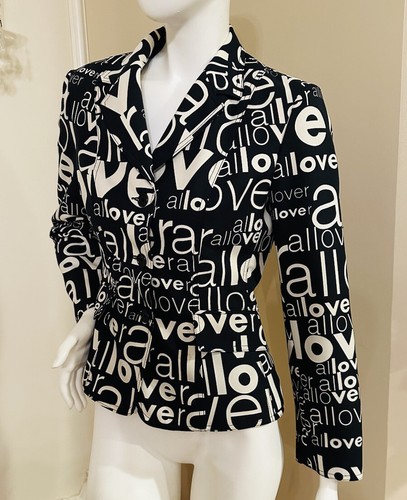 Moschino Jeans Black White Allover Blazer Size 8 US / 42 IT /FR 38 - Picture 4 of 24