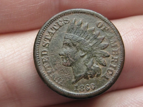 1860 Copper Nickel Indian Head Cent Penny- Rounded Bust, Fine/VF Details