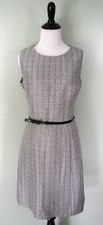KASPER Silver Gray Black Belt Sleeveless Career Work Formal Tweed Dress Size 8